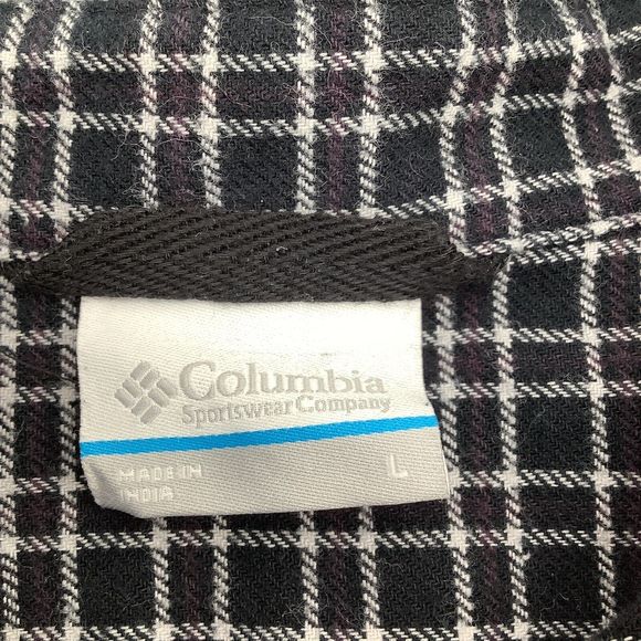 Columbia Mens Long Sleeve Button Up Flannel Shirt Black Size Large - Picture 4 of 5